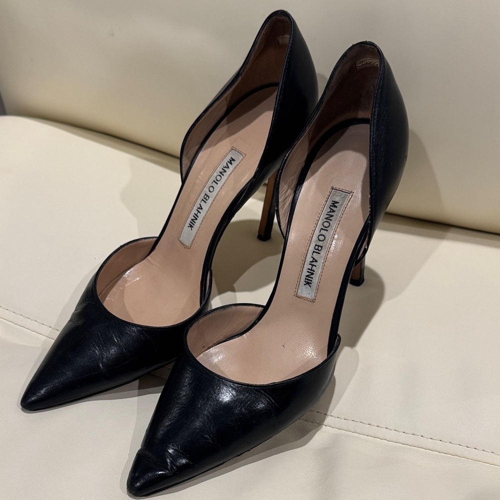 Manolo Blahnik Black Leather Heels
